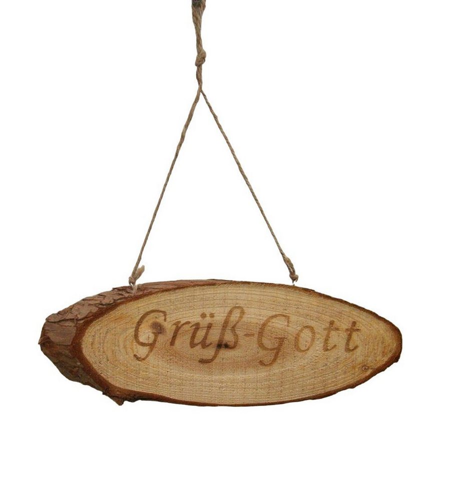 Deko-Impression Dekohänger Hängeschild Türschild Holzschild Grüß Gott Willkommensgruß 30 cm (1 St) von Deko-Impression