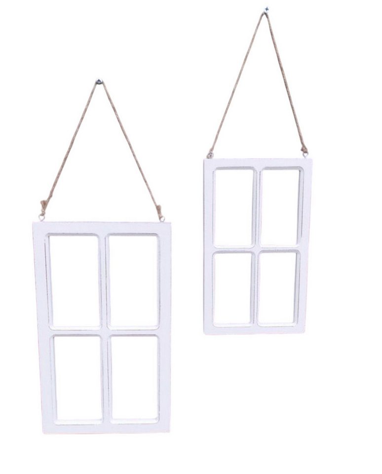 Deko-Impression Dekohänger Kleine Dekofenster Set 2 St. Sprossenfenster Dekorahmen weiß 30+23 cm (2 St) von Deko-Impression