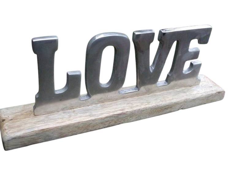 Deko-Impression Dekoobjekt Eleganter, hochwertiger Deko-Aufsteller "LOVE" Holz u. Alu (1 St) von Deko-Impression