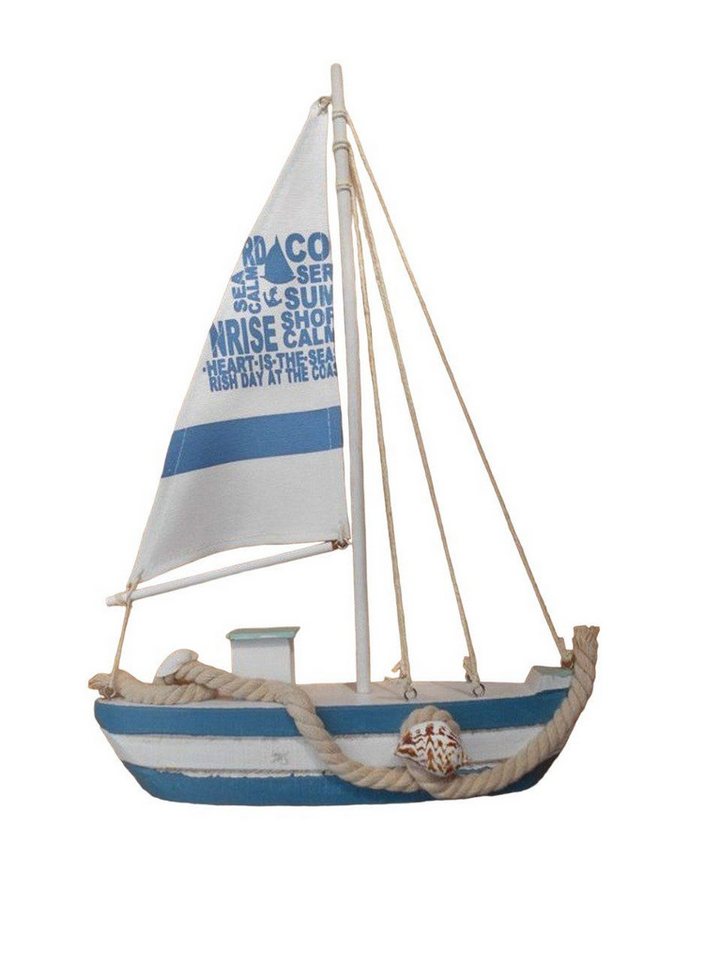 Deko-Impression Dekoobjekt Segelschiff mit Takelage. Maritimes Deko-Objekt Holz blau-weiß (1 St) von Deko-Impression