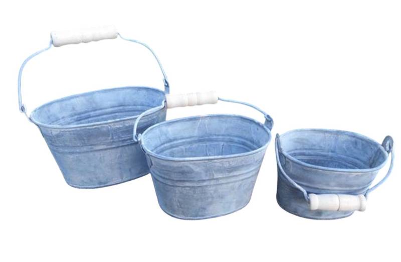 Deko-Impression Dekoschale Zinkschalen Pflanztopfset 3 Stück Pflanztöpfe grau 10 - 16 cm (3 St) von Deko-Impression