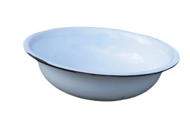 Deko-Impression Dekoschüssel Eisenschale Eisenschüssel Pflanzschale Emaille-Optik weiß 40 cm D (1 St) von Deko-Impression