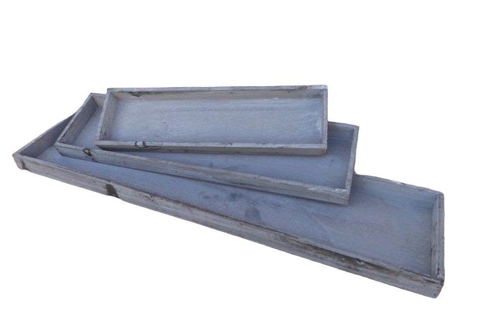 Deko-Impression Dekotablett Dekoratives Tablett-Set 3 Stück Holz grau shabby 60 x 15 cm (3 St) von Deko-Impression
