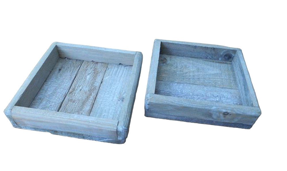 Deko-Impression Dekotablett Rustikales Tablett-Set, (2 Stück) Holz massiv quadratisch grau-beige (2 St) von Deko-Impression