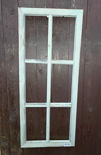 Deko-Impression Fenster Sprossenfenster Bilderrahmen Dekorahmen Holz türkis 76 x 32 cm von Deko-Impression