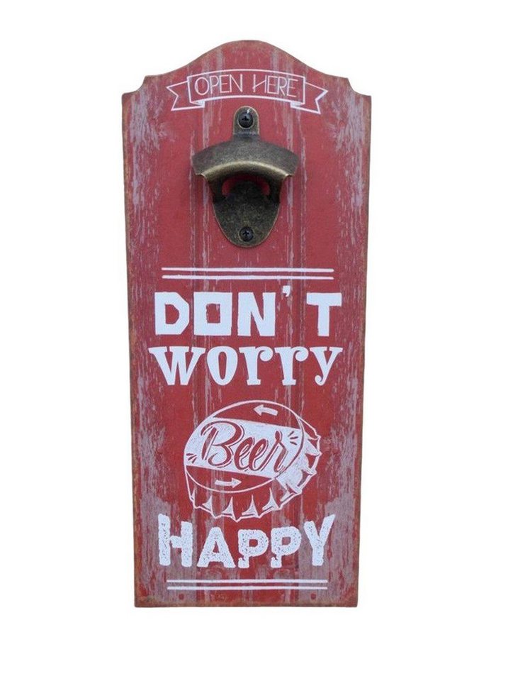 Deko-Impression Flaschenöffner Origineller Wandflaschenöffner Wandkapselöffner DON´T WORRY BEER HAPPY (1-tlg) von Deko-Impression
