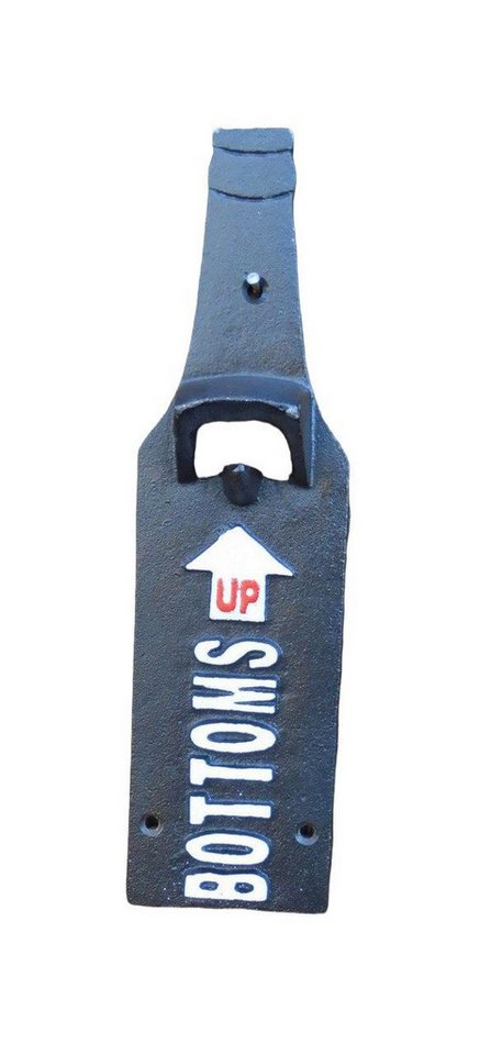 Deko-Impression Flaschenöffner Stabiler Wandflaschenöffner Kapselheber Gusseisen schwarz 26 cm (1-tlg) von Deko-Impression