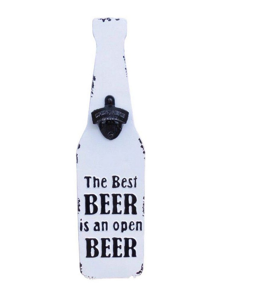 Deko-Impression Flaschenöffner Wandflaschenöffner Wandkapselöffner "Best Beer is an open Beer" Eisen (1-tlg) von Deko-Impression
