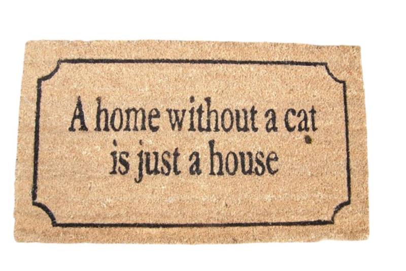Deko-Impression Fußmatte Robuste Fußmatte Türmatte "A home without a cat ... " Kokosmatte von Deko-Impression