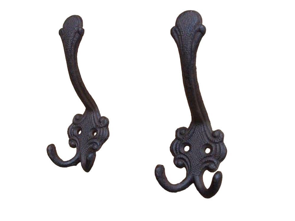 Deko-Impression Garderobenhaken 2-er Set 2 St. verzierte gusseiserne Wandhaken Wandgarderobe braun (2 St) von Deko-Impression
