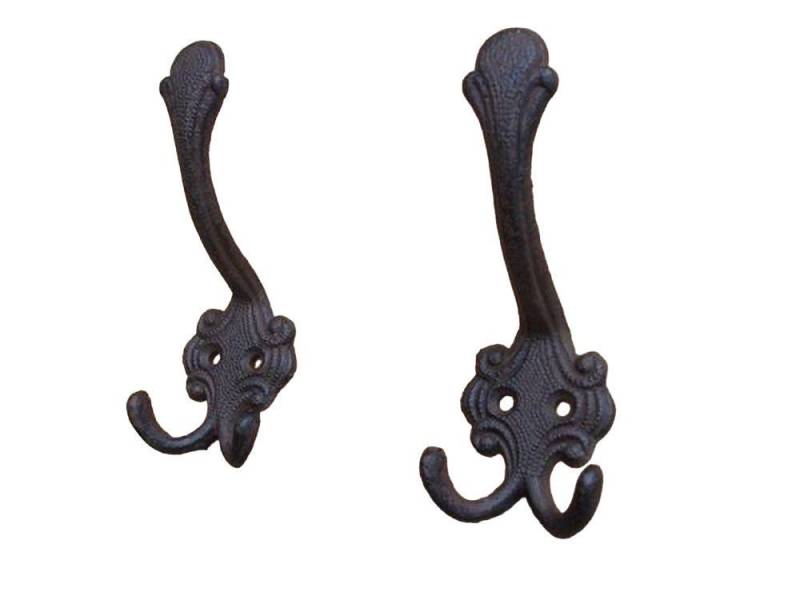Deko-Impression Garderobenhaken 2-er Set 2 St. verzierte gusseiserne Wandhaken Wandgarderobe braun (2 St) von Deko-Impression