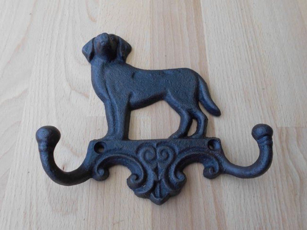 Deko-Impression Garderobenleiste Hakenleiste Hund mit 2 Eisenhaken WandhakenGusseisen Landhausstil (1 St) von Deko-Impression