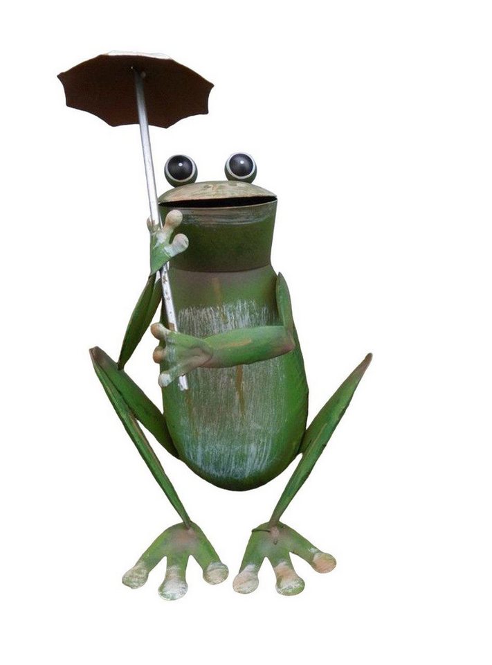 Deko-Impression Gartenfigur Frecher Frosch sitzend m. Regenschirm Gartendekoration Eisen 20 cm, (1 St) von Deko-Impression