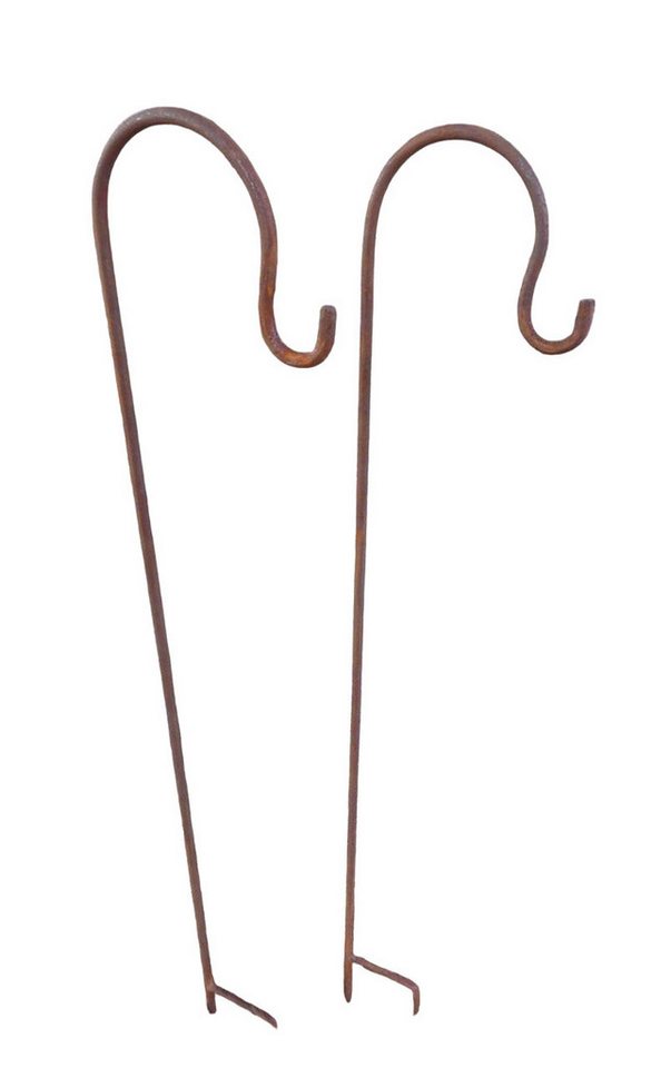 Deko-Impression Gartenstecker 2er-Set Gartenstab m. Haken Laternenhaken u. Doppelspieß Eisen Rost 90 (2-St) von Deko-Impression
