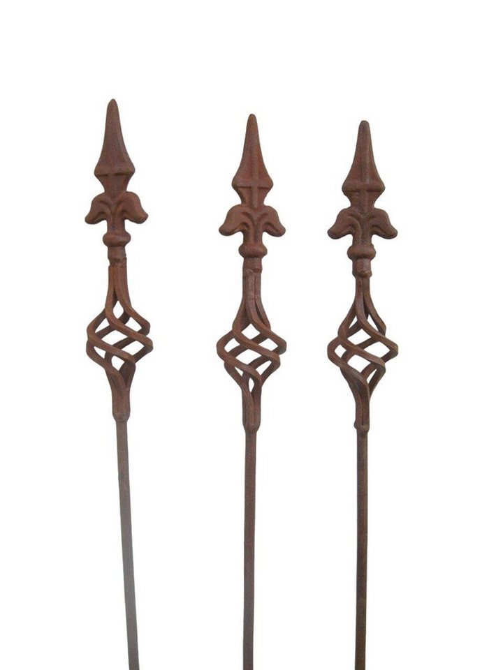 Deko-Impression Gartenstecker 3er Set Gartenstab, Rankstab, Rosenstab, gedr. Spitze Eisen Rost,115 (3-St) von Deko-Impression