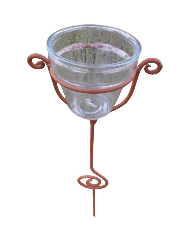 Deko-Impression Gartenstecker Stabiler Gartenstab Gartenstecker Beetstab Eisen Rost mit Glas 118 cm (2-St) von Deko-Impression