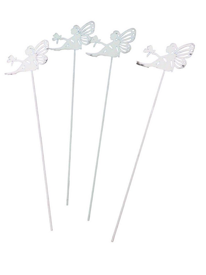 Deko-Impression Gartenstecker Topfstecker Beetstecker 4 Feen Gartenstecker weiss + grün je 32 cm (4-St) von Deko-Impression