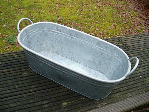 Deko-Impresion Große Zinkwanne Pflanztopf Zinkbottich Blumentopf 51,5 cm grau-Silber von Deko-Impresion