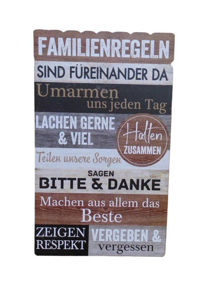 Deko-Impression Hängedekoration Dekoratives Schild Familienregeln Familie family rules MDF 50 x 30 cm (1 St) von Deko-Impression