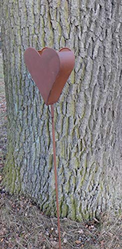 Herz am Stab Gartenstab Gartenstecker Pflanztopf Eisen Rost 118 cm von Deko-Impresion
