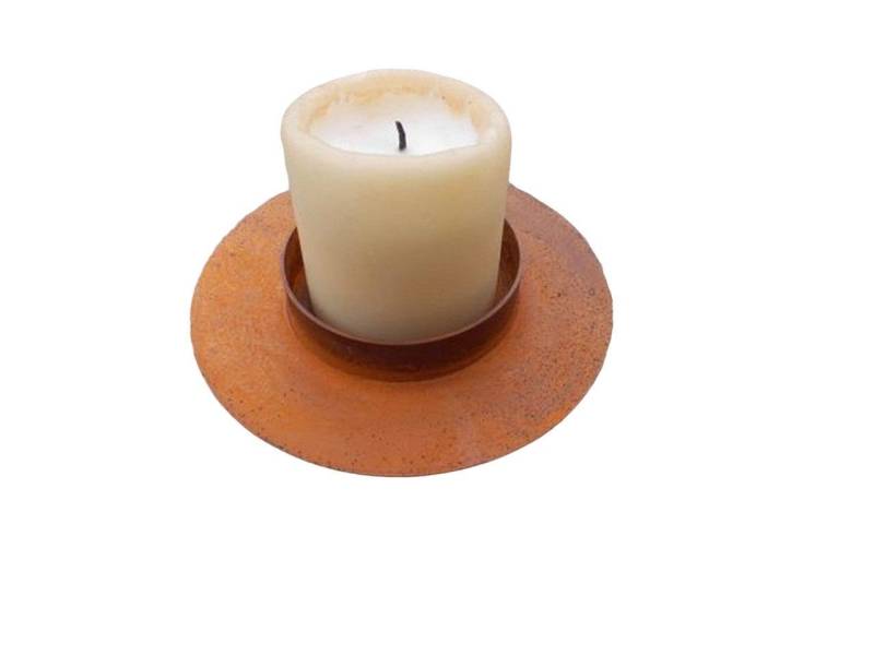 Deko-Impression Kerzenständer Massiver stilvoller Kerzenhalter Kerzenständer Eisen Rost D 15 cm (1 St) von Deko-Impression