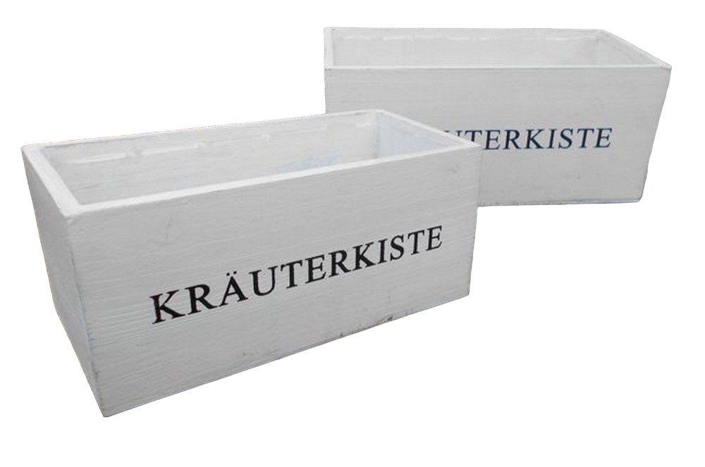 Deko-Impression Kräutertopf Kräuterkiste 2er Set Blumentöpfe Pflanzkisten Holz weiss 27 + 22 cm (2 St) von Deko-Impression