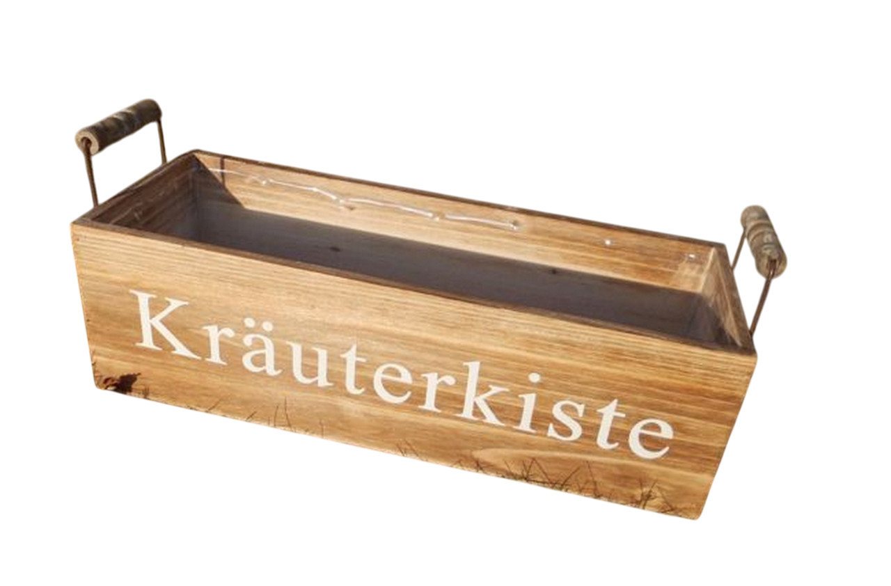 Deko-Impression Kräutertopf Kräuterkiste Kräutergarten Blumentopf Pflanzkiste Holz braun 39 cm (1 St) von Deko-Impression