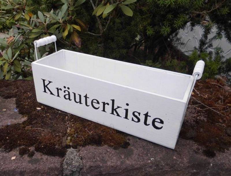 Deko-Impression Kräutertopf Kräuterkiste Kräutergarten Blumentopf Pflanzkiste Holz weiss 39 cm (1 St) von Deko-Impression