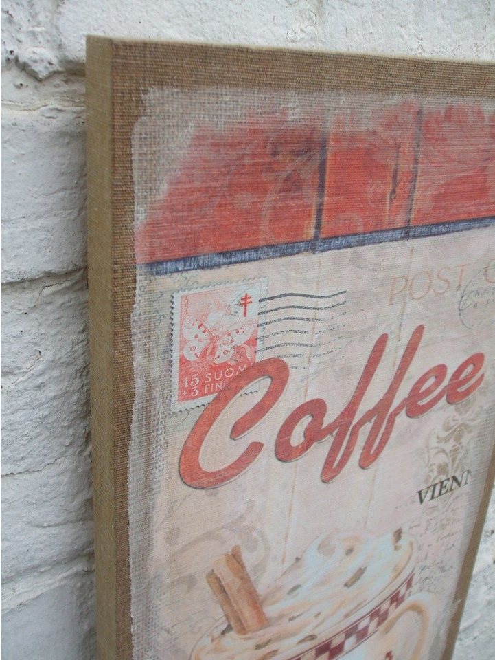 Deko-Impression Leinwandbild Wandbild auf Leinwand, Coffee, Vienna, Postcard, Antik, (1 St) von Deko-Impression