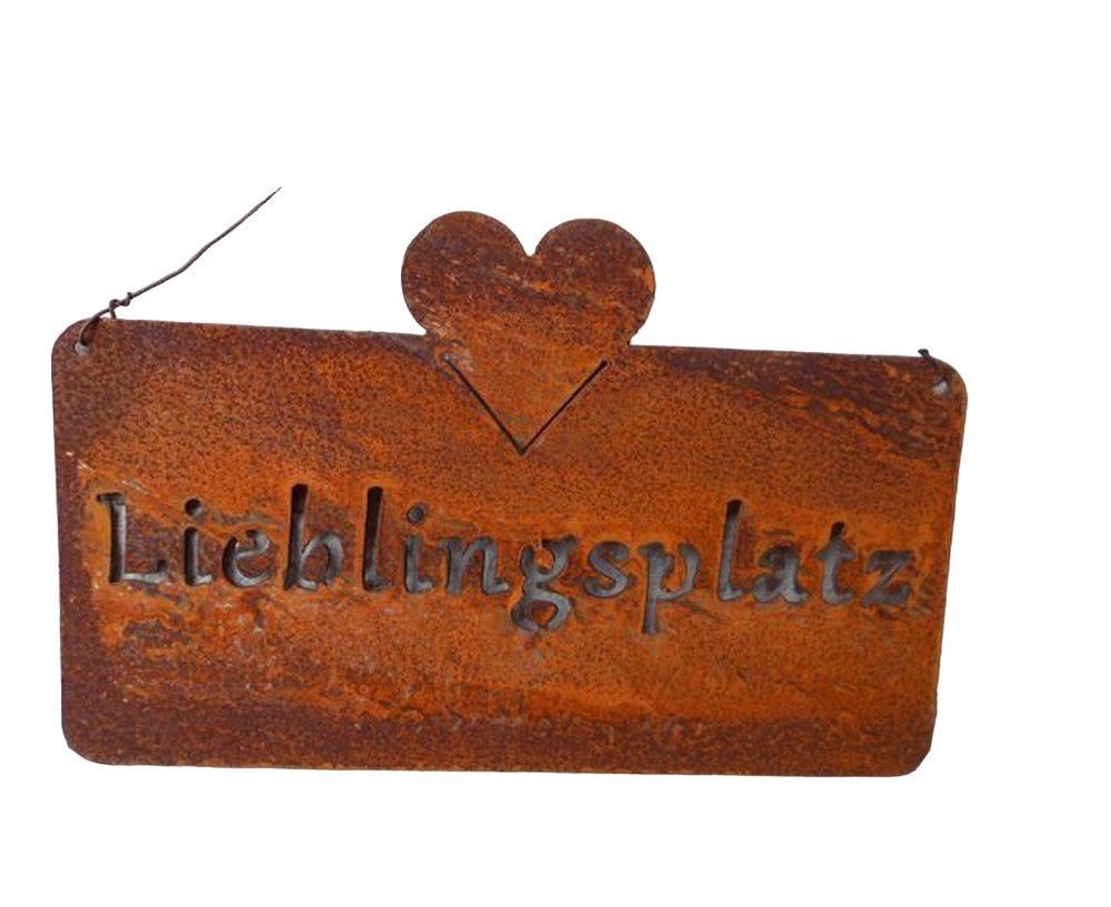 Deko-Impression Metallschild Dekoratives, stabiles Eisenschild LIEBLINGSPLATZ 25 x 16 cm Echtrost, (1 St) von Deko-Impression
