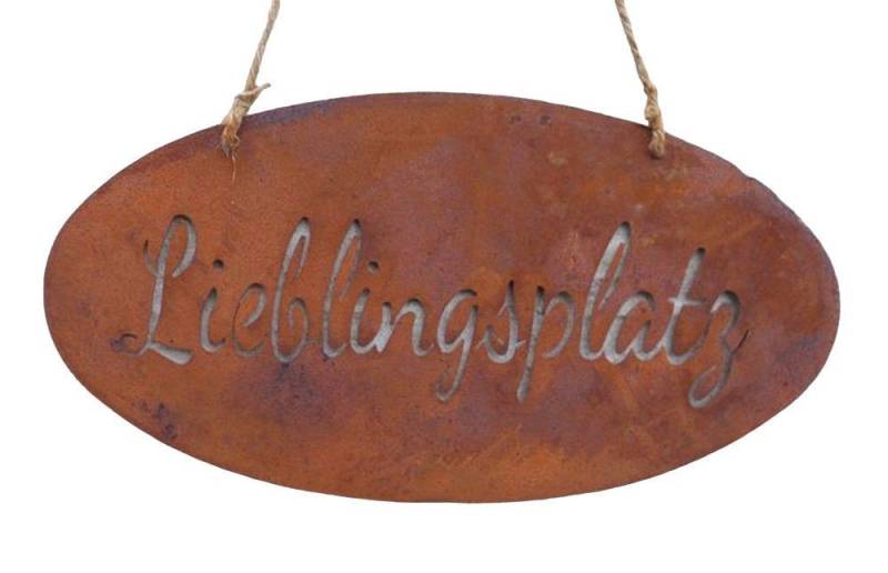 Deko-Impression Metallschild Eisenschild Hängeschild Lieblingsplatz 38 x 20 cm Echtrost an Kordel, (1 St) von Deko-Impression