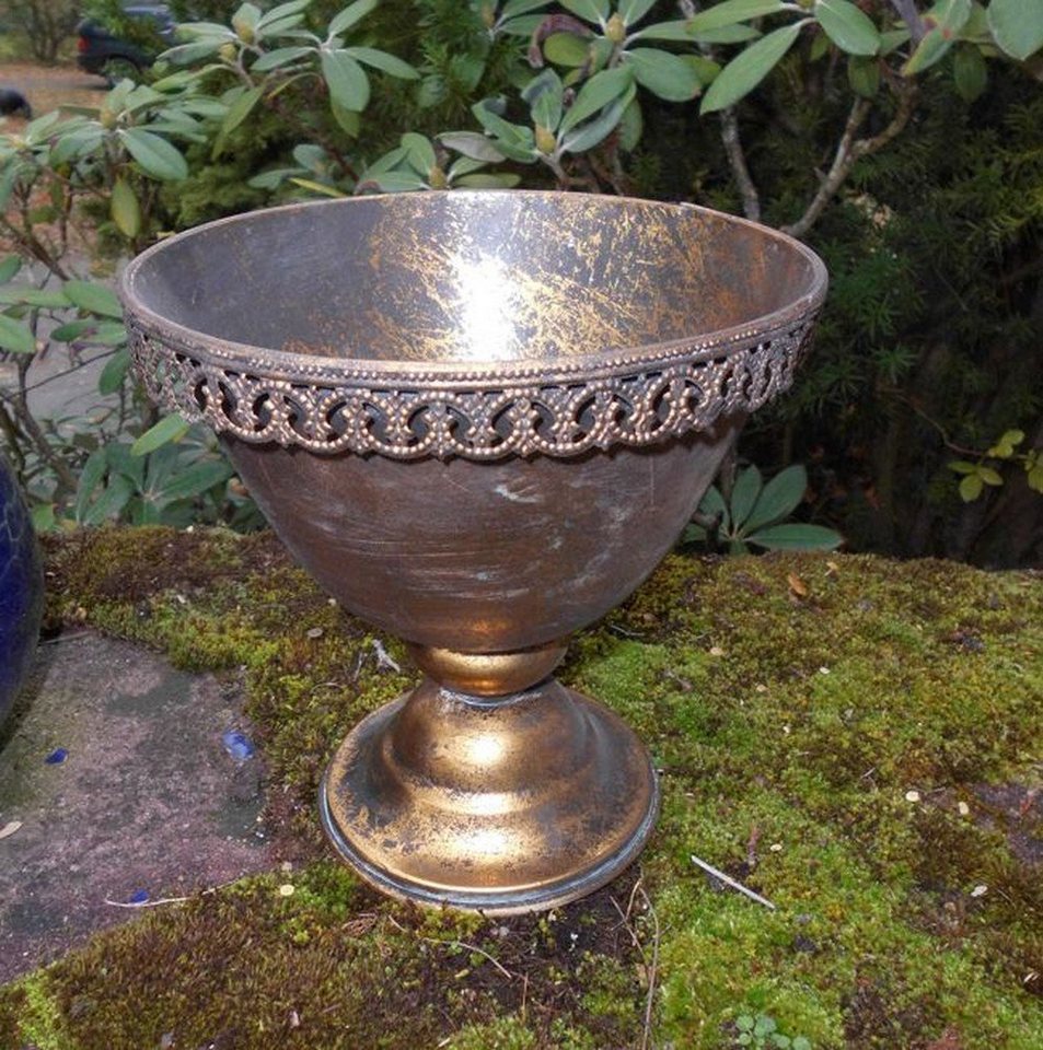 Deko-Impression Pflanzschale Verzierter Übertopf Amphore Pflanztopf Vase Schale Eisen Gold-Antik (1 St) von Deko-Impression