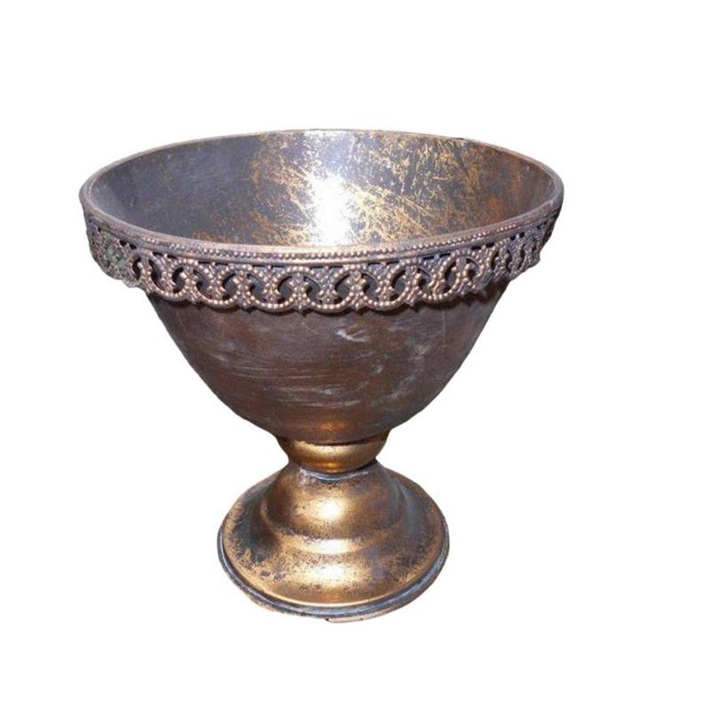 Deko-Impression Pflanzschale Verzierter Übertopf Amphore Pflanztopf Vase Schale Eisen Gold-Antik (1 St) von Deko-Impression