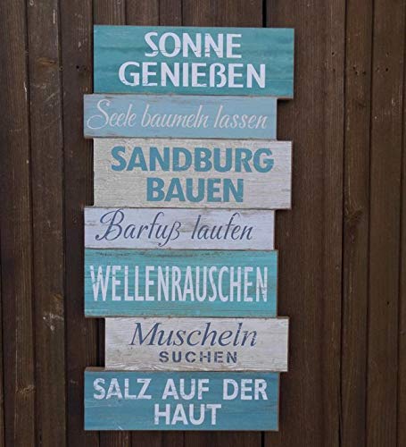 Deko-Impression Schild Strandregeln Gartenregeln Beach Relax Sonne Holz/MDF Geschenk 49 cm von Deko-Impression