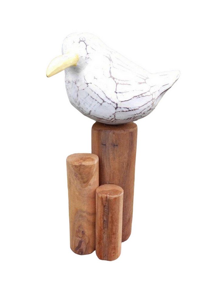 Deko-Impression Tierfigur Freche Möwe auf Poller Statue maritime Deko Holz Handarbeit 30 cm (1 St) von Deko-Impression