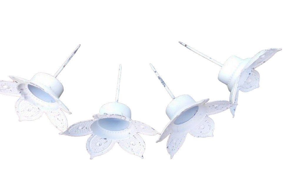 Deko-Impression Tischkerzenhalter Teelichthalter zum Stecken 4 Stück Kerzenständer Eisen creme shabby (4 St) von Deko-Impression