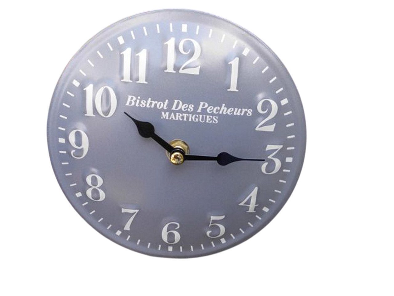 Deko-Impression Tischuhr Kleine Standuhr / Tischuhr Bistrot De Pecheurs - Eisen grau 15 cm von Deko-Impression