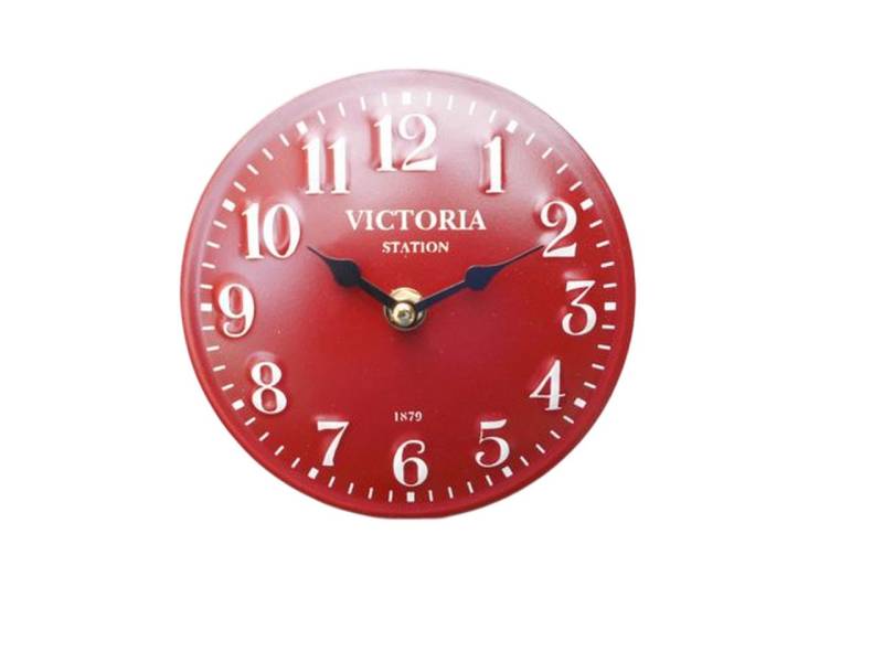 Deko-Impression Tischuhr Kleine Standuhr / Tischuhr Victoria Station London aus Metall 15 cm von Deko-Impression