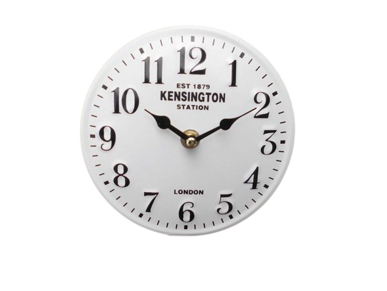 Deko-Impression Tischuhr Kleine Standuhr Kensington Station aus Metall 15 cm weiß von Deko-Impression