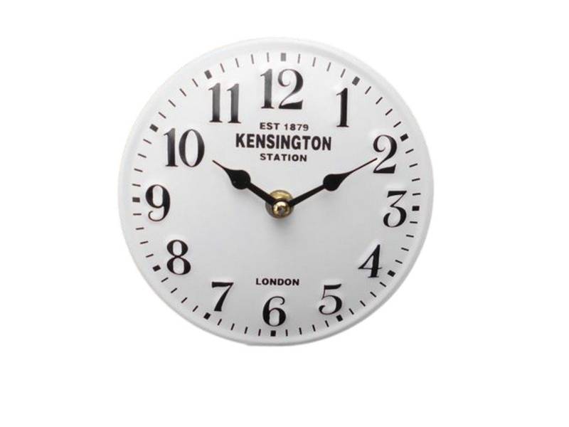 Deko-Impression Tischuhr Kleine Standuhr Kensington Station aus Metall 15 cm weiß von Deko-Impression