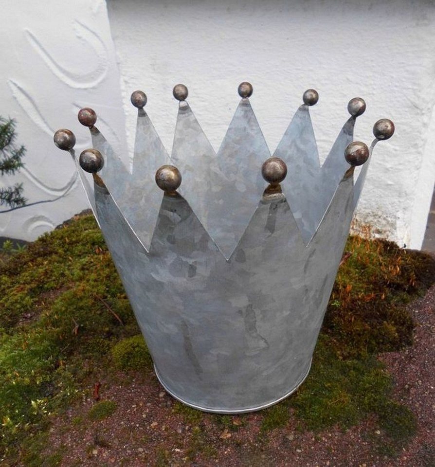 Deko-Impression Übertopf Deko-Krone Kugelspitzen Übertopf Teelichthalter Eisen silbergrau 18 cm (1 St) von Deko-Impression