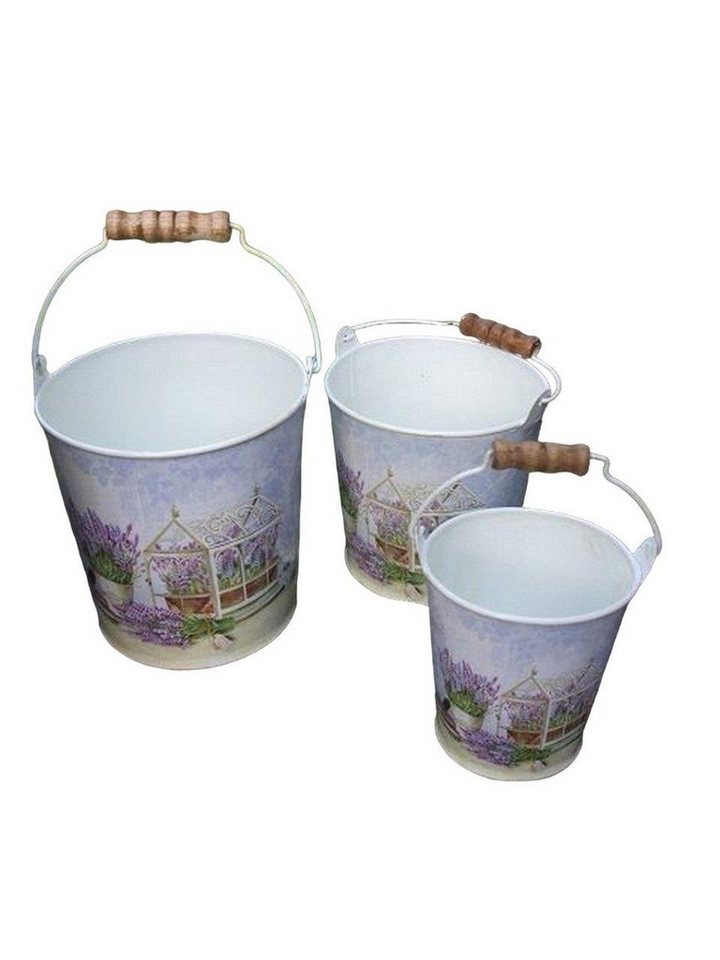Deko-Impression Übertopf Pflanztopfset Eimer Lavendel Provence 3 Stück Pflanztöpfe Blumentopf (3 St) von Deko-Impression