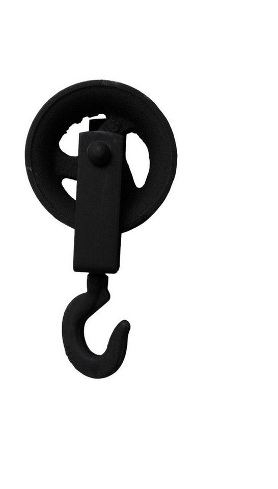 Deko-Impression Umlenkrolle Große,stabile Flaschenzugrolle Haken Umlenkrolle M Eisen schwarz 21 cm, (1 St) von Deko-Impression