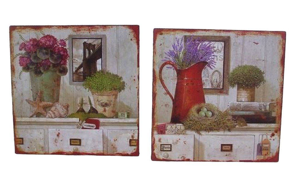 Deko-Impression Wandbild Bedruckte Metallschilder Provence Lavendel 2er Set Schild Wandbild, (2 St) von Deko-Impression