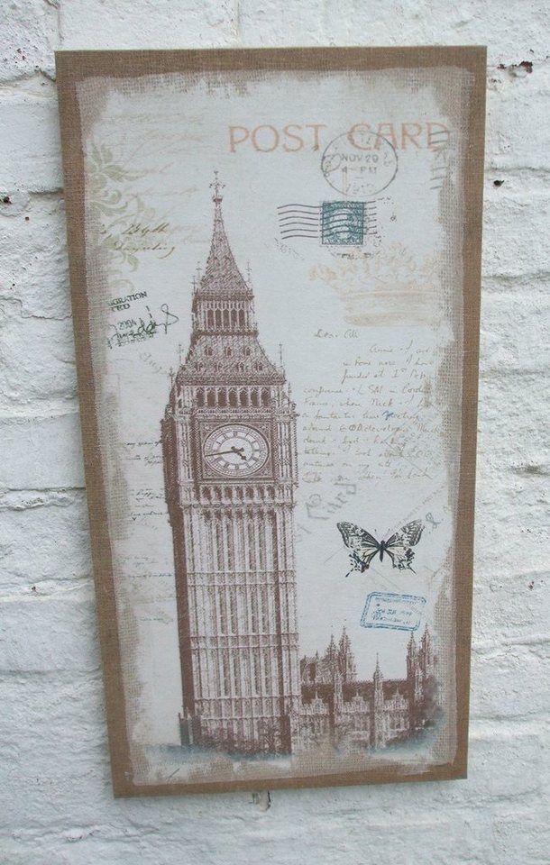Deko-Impression Wandbild Dekoratives Wandbild auf Leinwand,Turm Kathedrale Postcard Antik, (1 St) von Deko-Impression