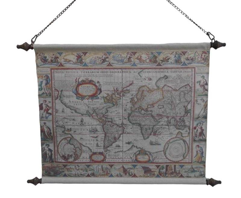 Deko-Impression Wanddekoobjekt Historische Weltkarte mit Weltmeeren. Kopie auf Leinwand 95 x 70 cm (1 St) von Deko-Impression