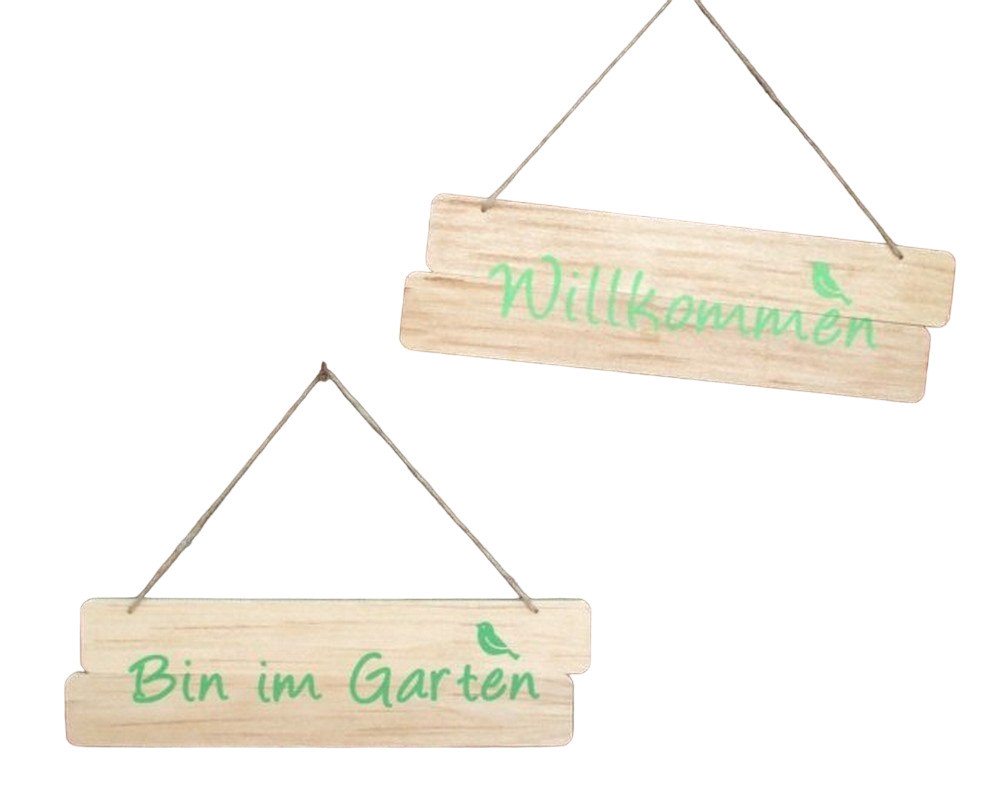 Deko-Impression Wanddekoobjekt Holzschilder (2 Stück) Willkommen, Bin im Garten, Welcome (2 St) von Deko-Impression