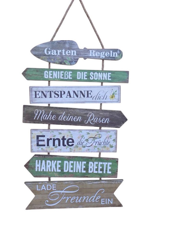 Deko-Impression Wanddekoobjekt Schild Gartenregeln / Relax Holz /MDF a. Band Geschenk 57 cm (1 St) von Deko-Impression