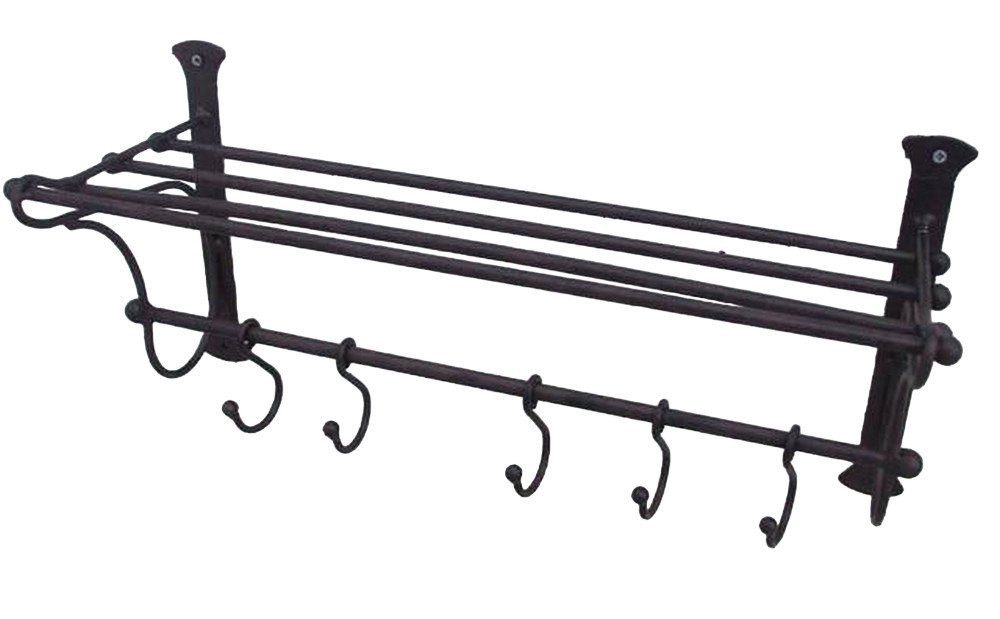 Deko-Impression Wandgarderobe Stabile Wandgarderobe Ablage Garderobenregal mit 5 Haken Eisen (1 St) von Deko-Impression