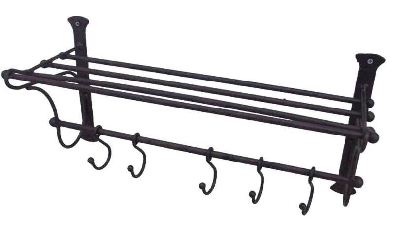 Deko-Impression Wandgarderobe Stabile Wandgarderobe Ablage Garderobenregal mit 5 Haken Eisen (1 St) von Deko-Impression